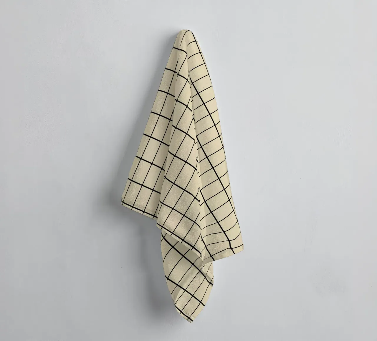 Minimal Basic Classic Grid | Black on Beige towel by Beauty in Simplicity