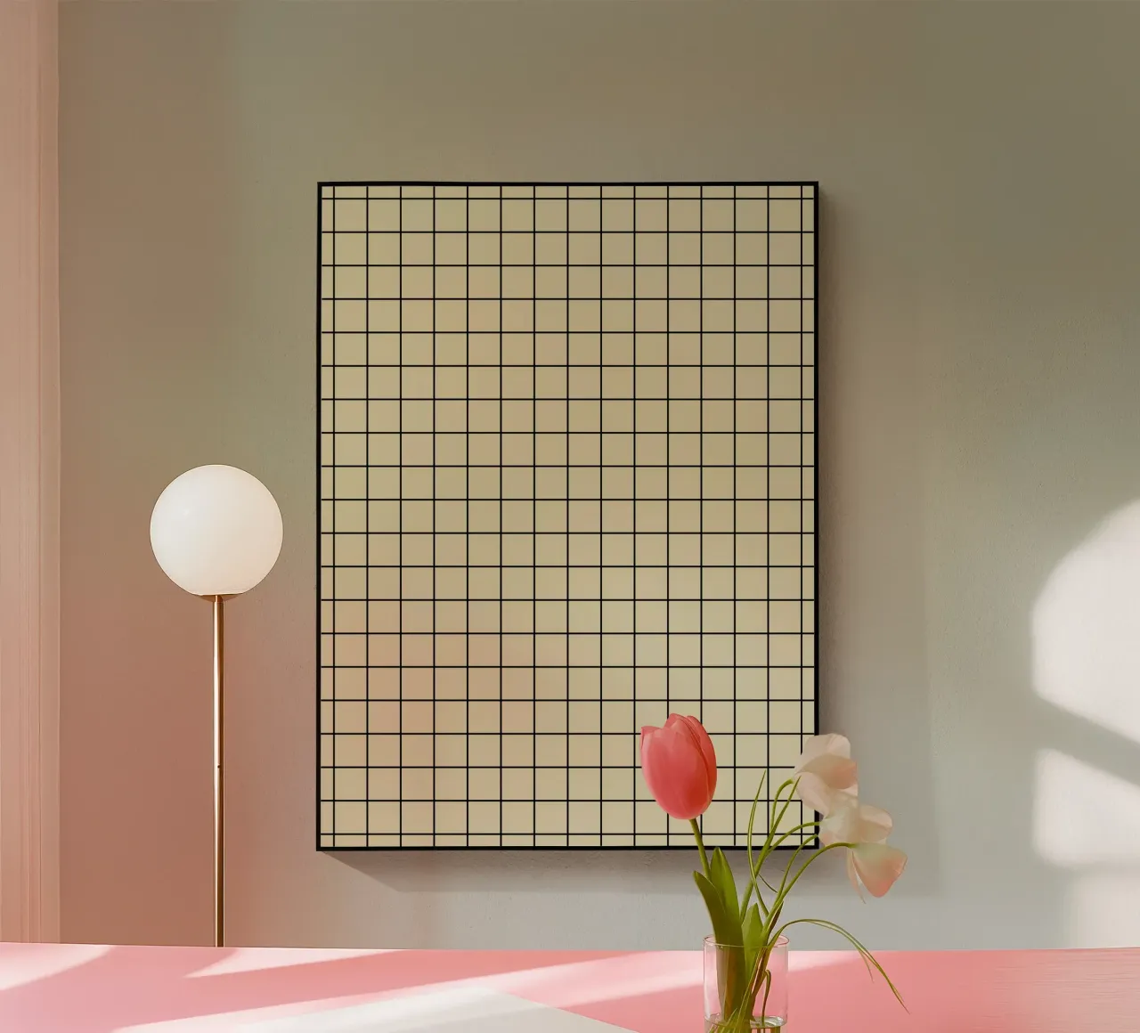 Minimal Basic Classic Grid | Nero su Beige plexiglass da Beauty in Simplicity