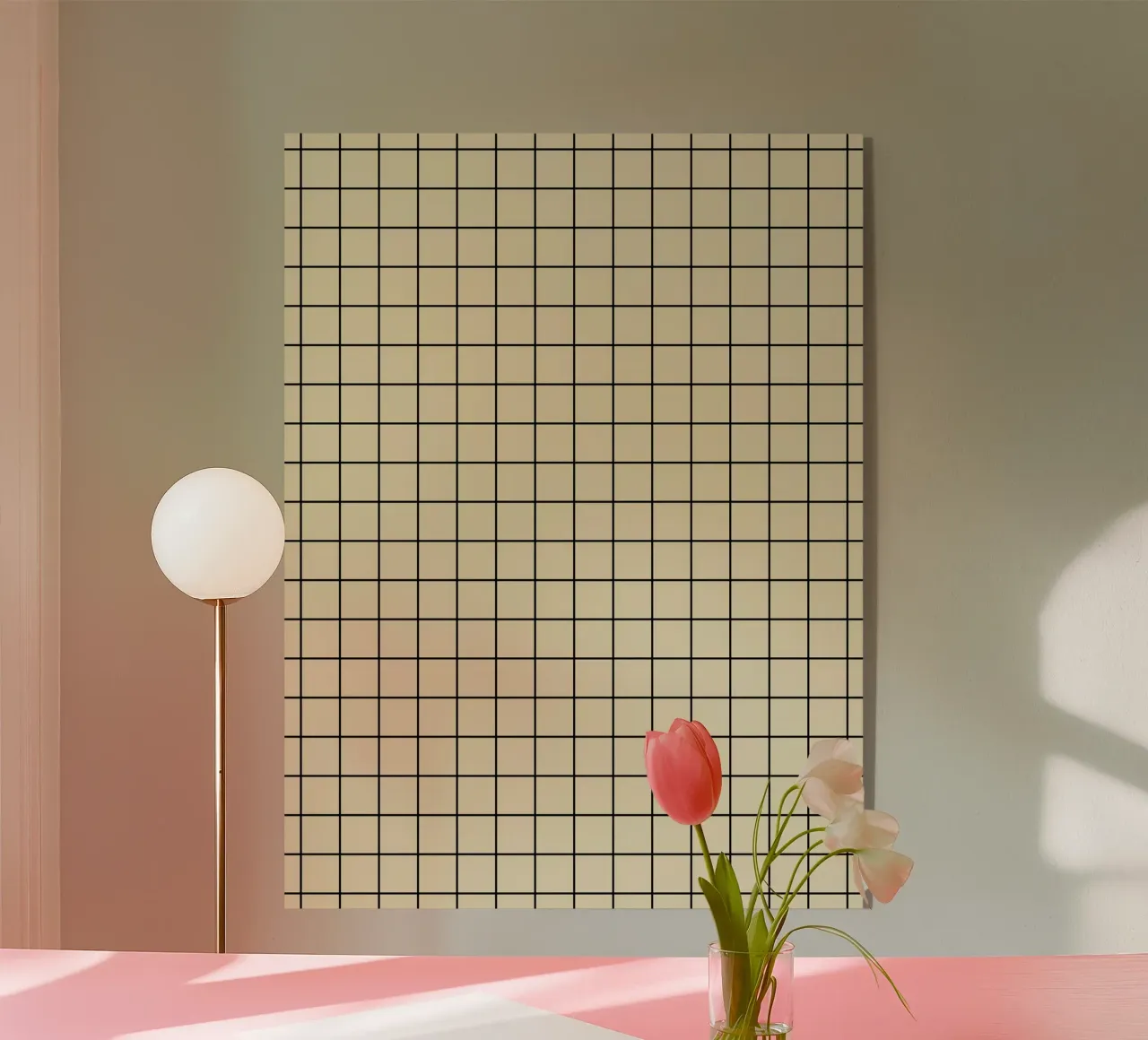 Minimal Basic Klassiek Raster Zwart op Beige acryl van Beauty in Simplicity