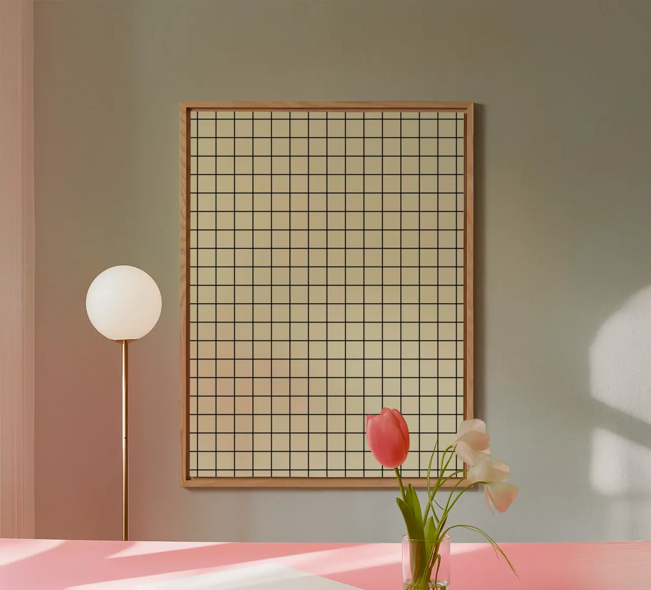 Minimal Basic Classic Grid | Nero su Beige pannello forex da Beauty in Simplicity