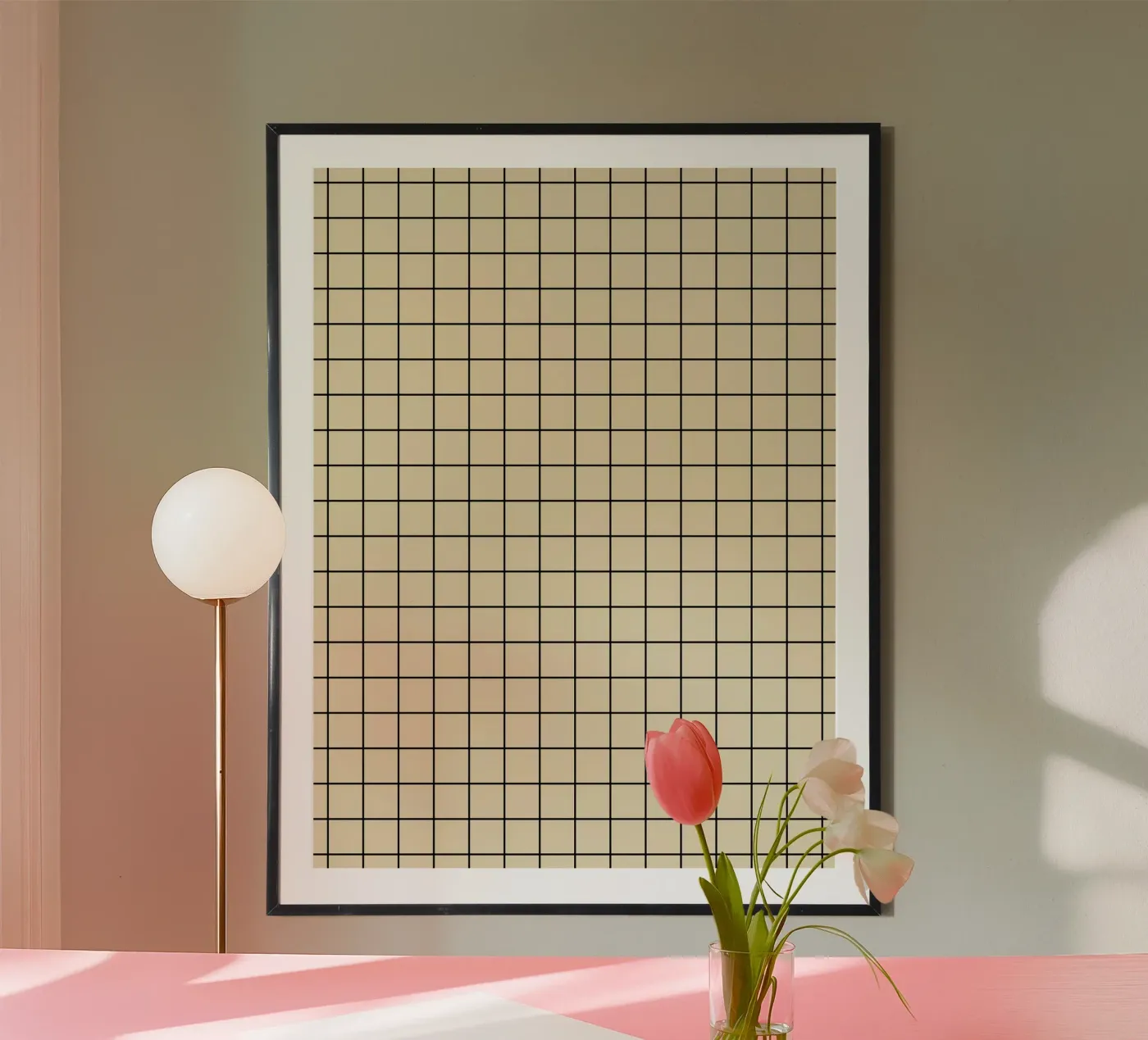Minimal Basic Classic Grid | Black on Beige poster van Beauty in Simplicity