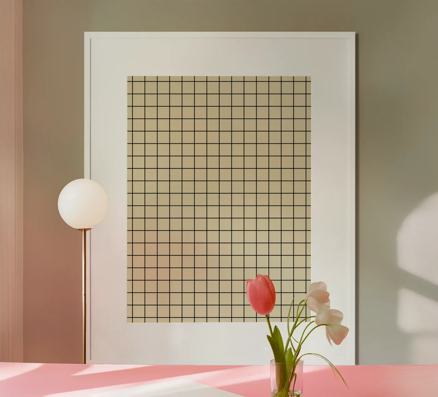 Minimal Basic Classic Grid | Black on Beige poster van Beauty in Simplicity