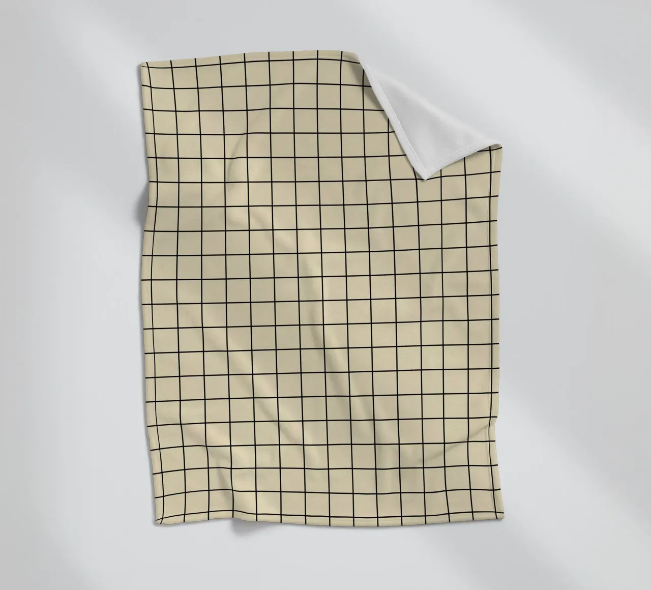 Minimal Basic Classic Grid | Black on Beige fleece blanket by Beauty in Simplicity