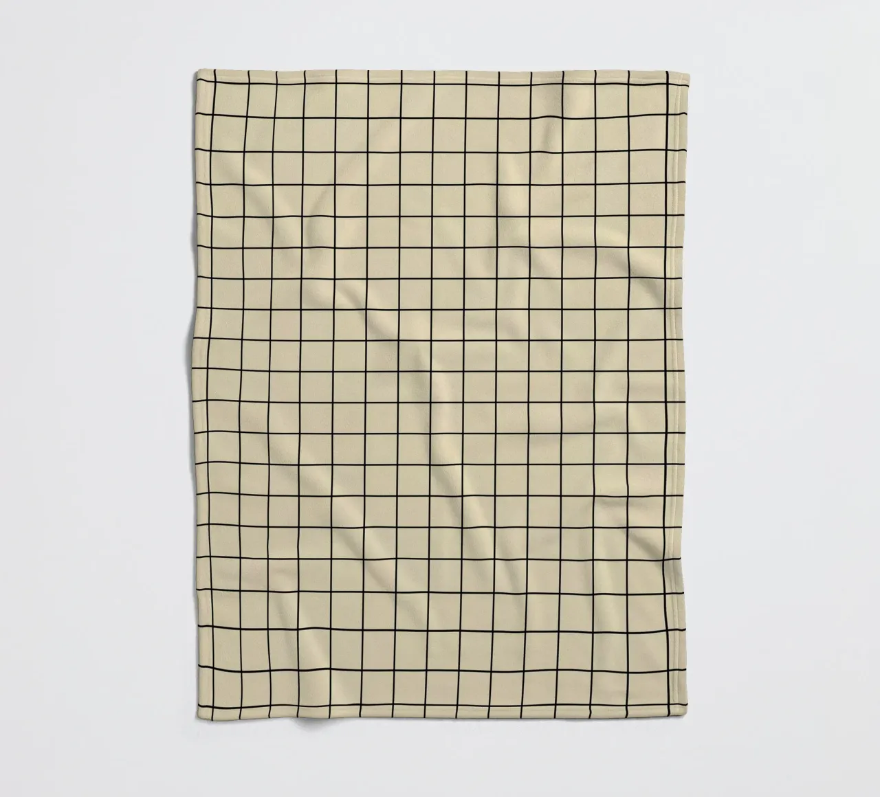 Minimal Basic Classic Grid | Black on Beige fleece blanket by Beauty in Simplicity