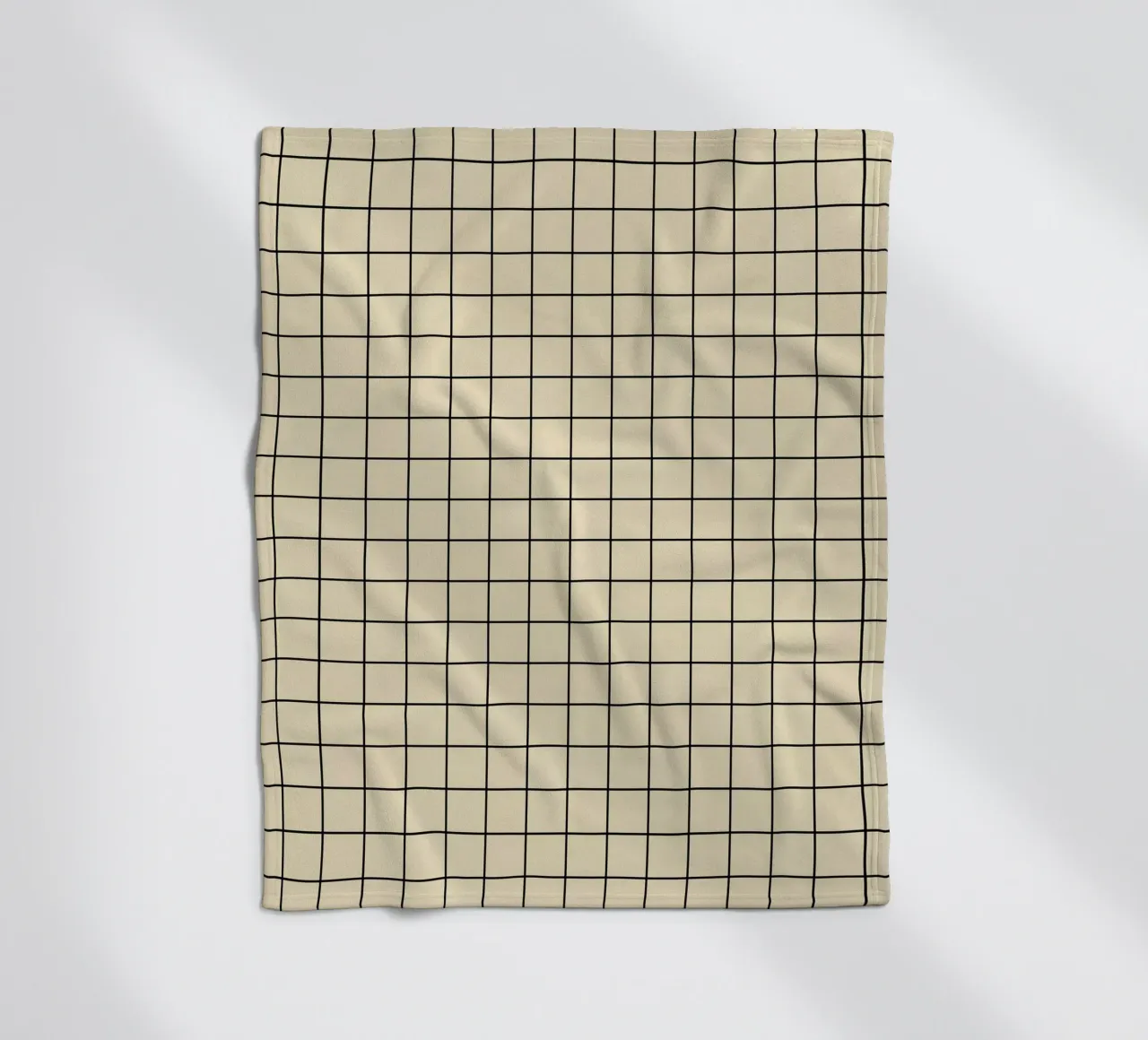Minimal Basic Classic Grid | Black on Beige fleece blanket by Beauty in Simplicity