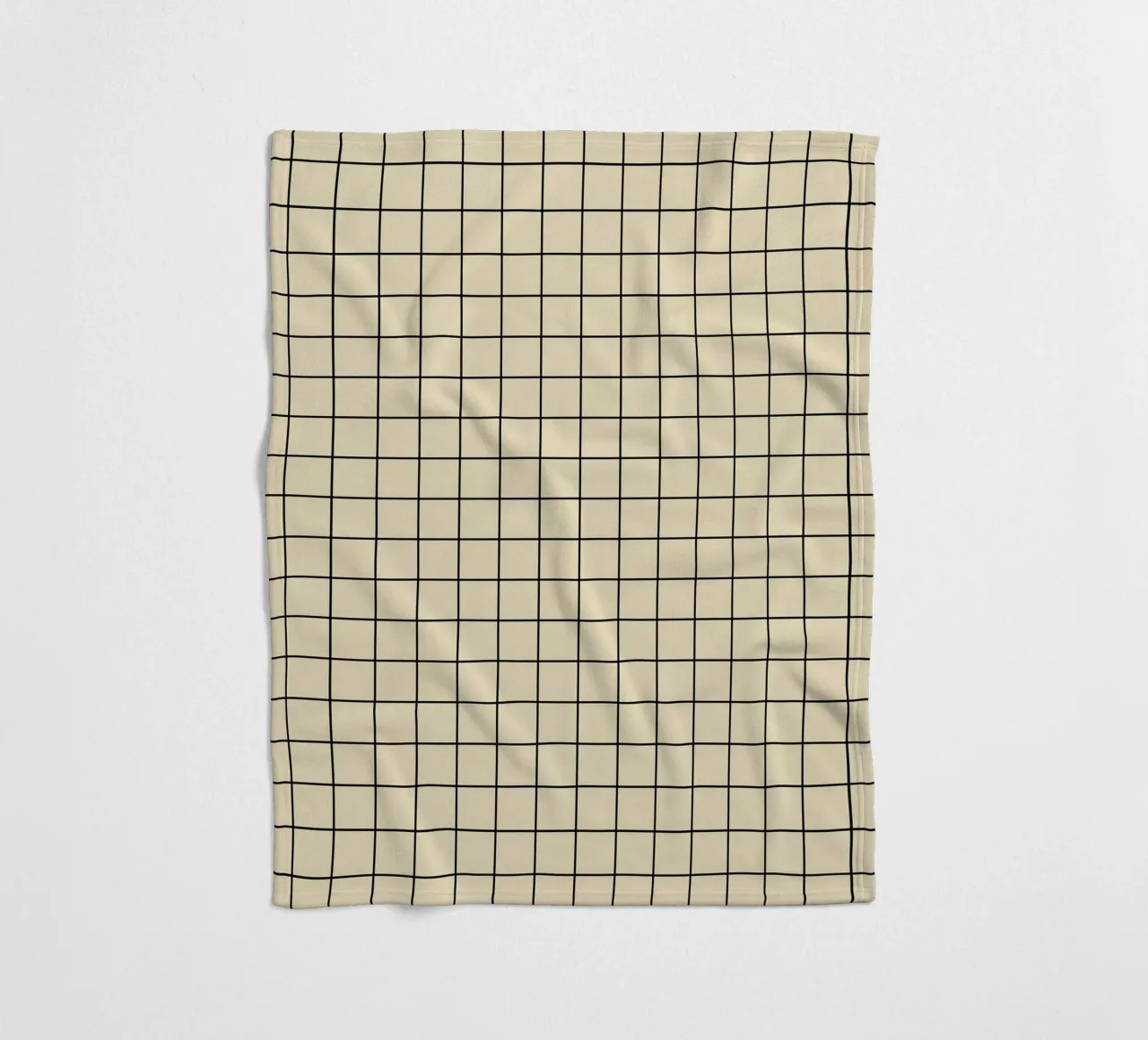 Minimal Basic Classic Grid | Black on Beige fleece blanket by Beauty in Simplicity
