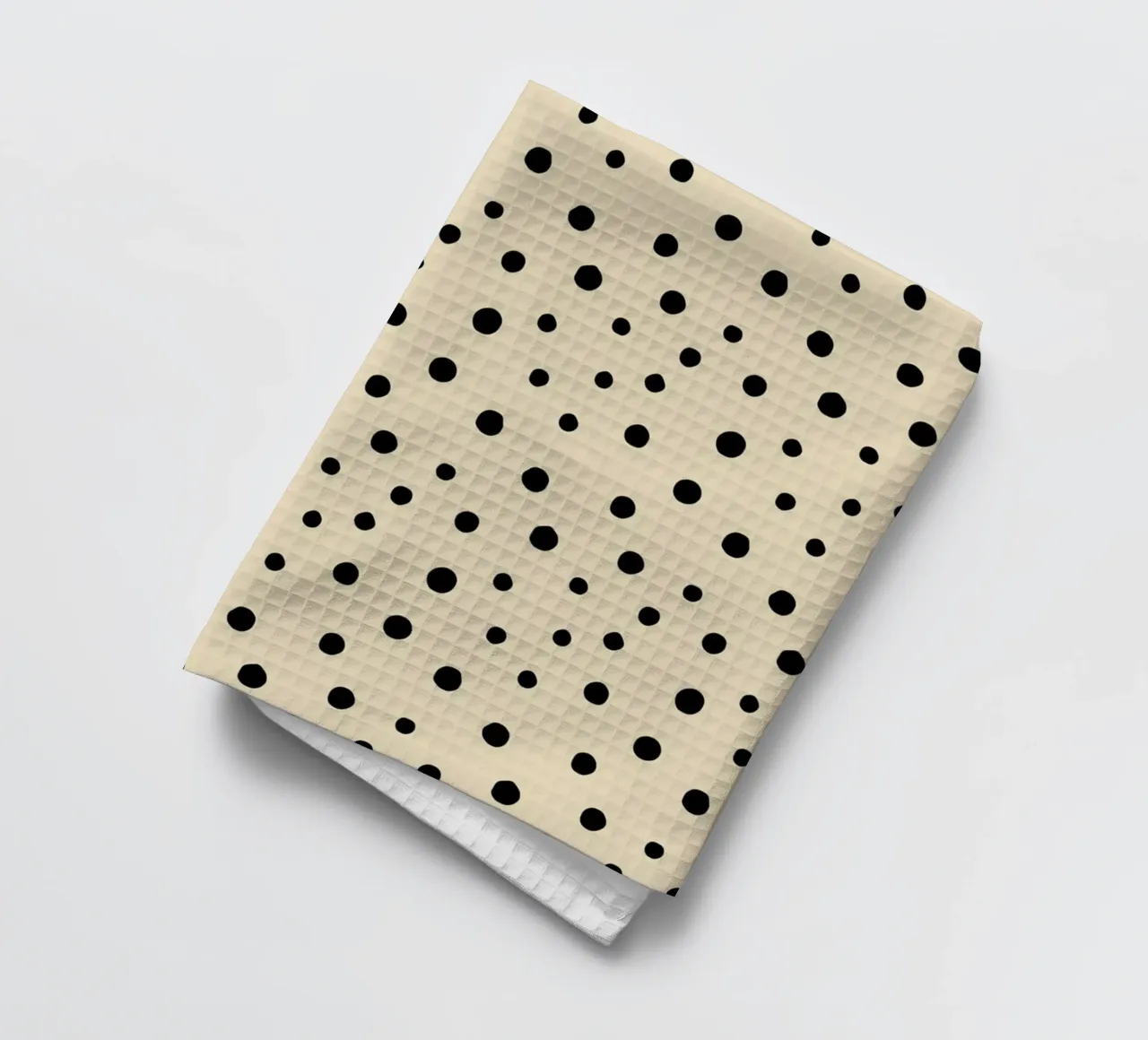 Minimal Chic disegnato a mano a pois nero su beige canovaccio da cucina da Beauty in Simplicity