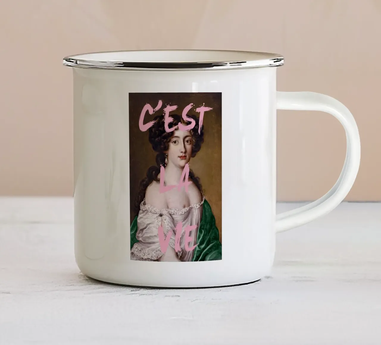 C'est la vie lady tazza in smalto da GraceDigitalArtCo