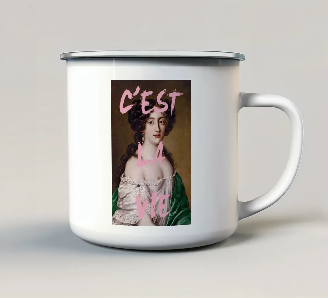 C'est la vie lady tazza in smalto da GraceDigitalArtCo