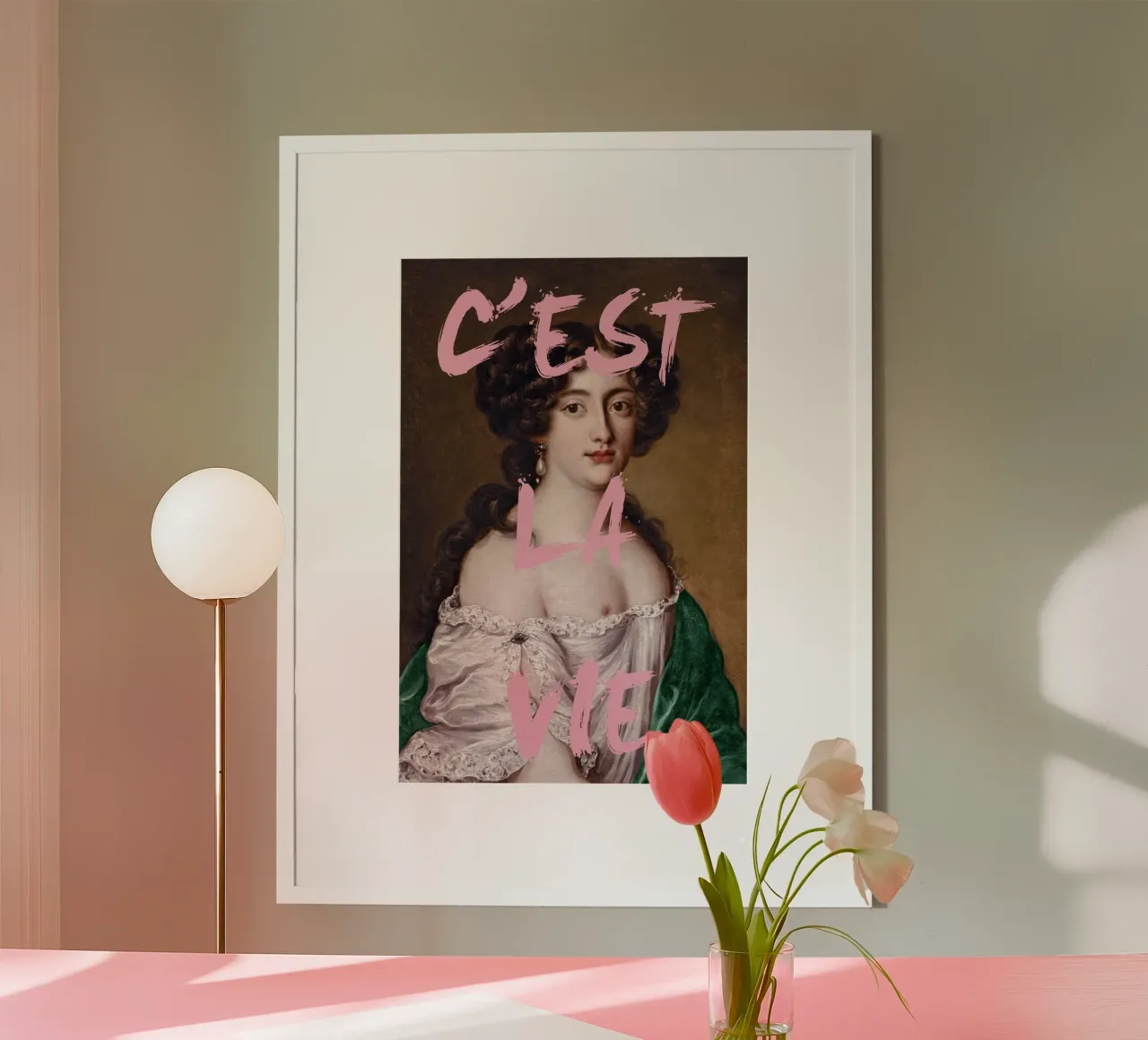 C'est la vie lady poster con telaio in legno da GraceDigitalArtCo