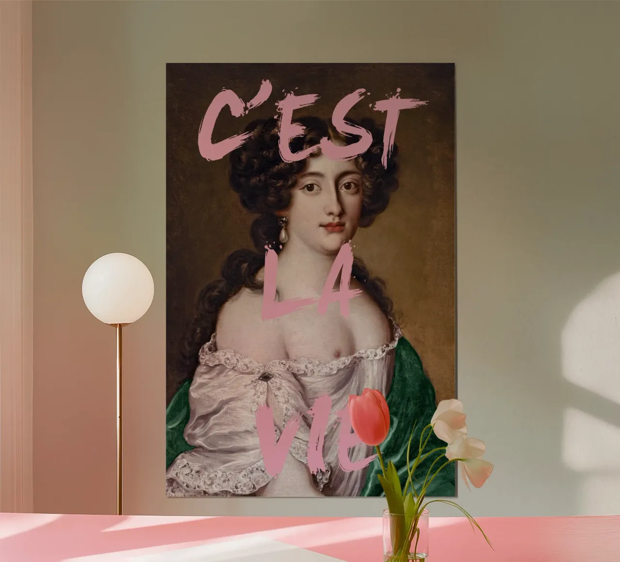 C'est la vie lady poster con telaio in legno da GraceDigitalArtCo