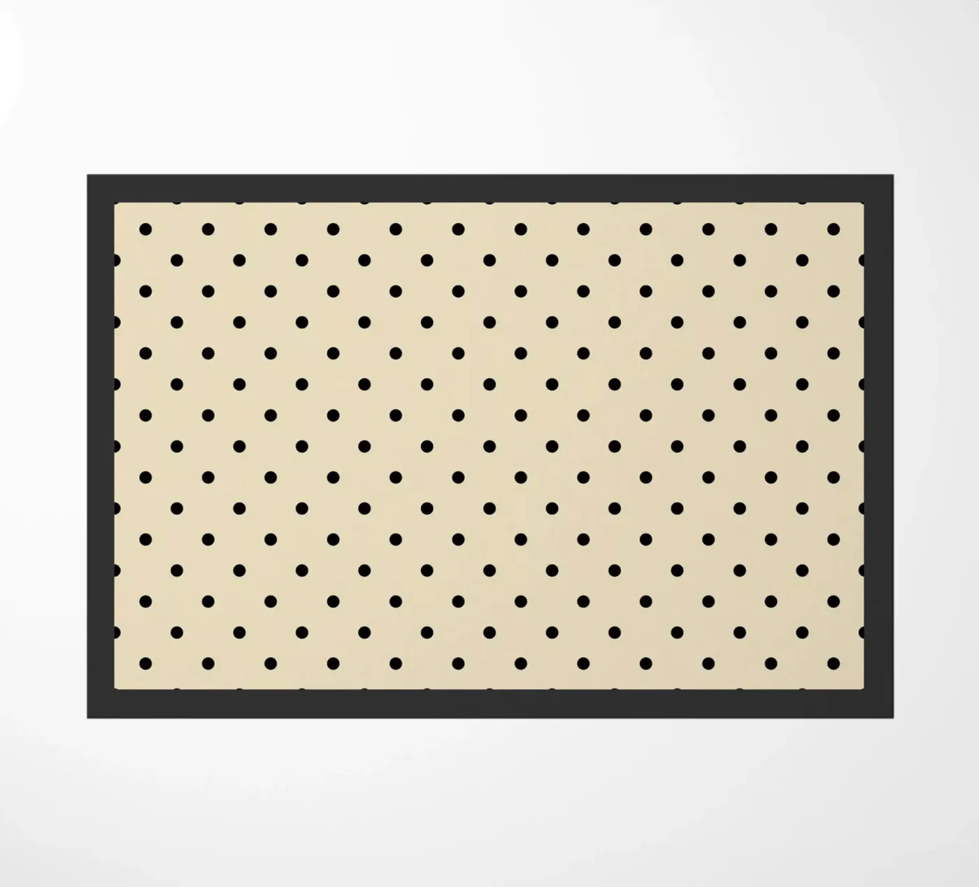 Minimal Basic Polka Dots | Black on Beige doormat by Beauty in Simplicity