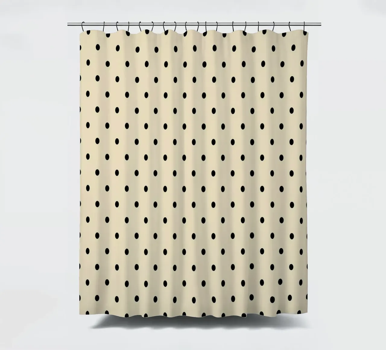 Minimal Basic Polka Dots | Nero su Beige tenda da doccia da Beauty in Simplicity