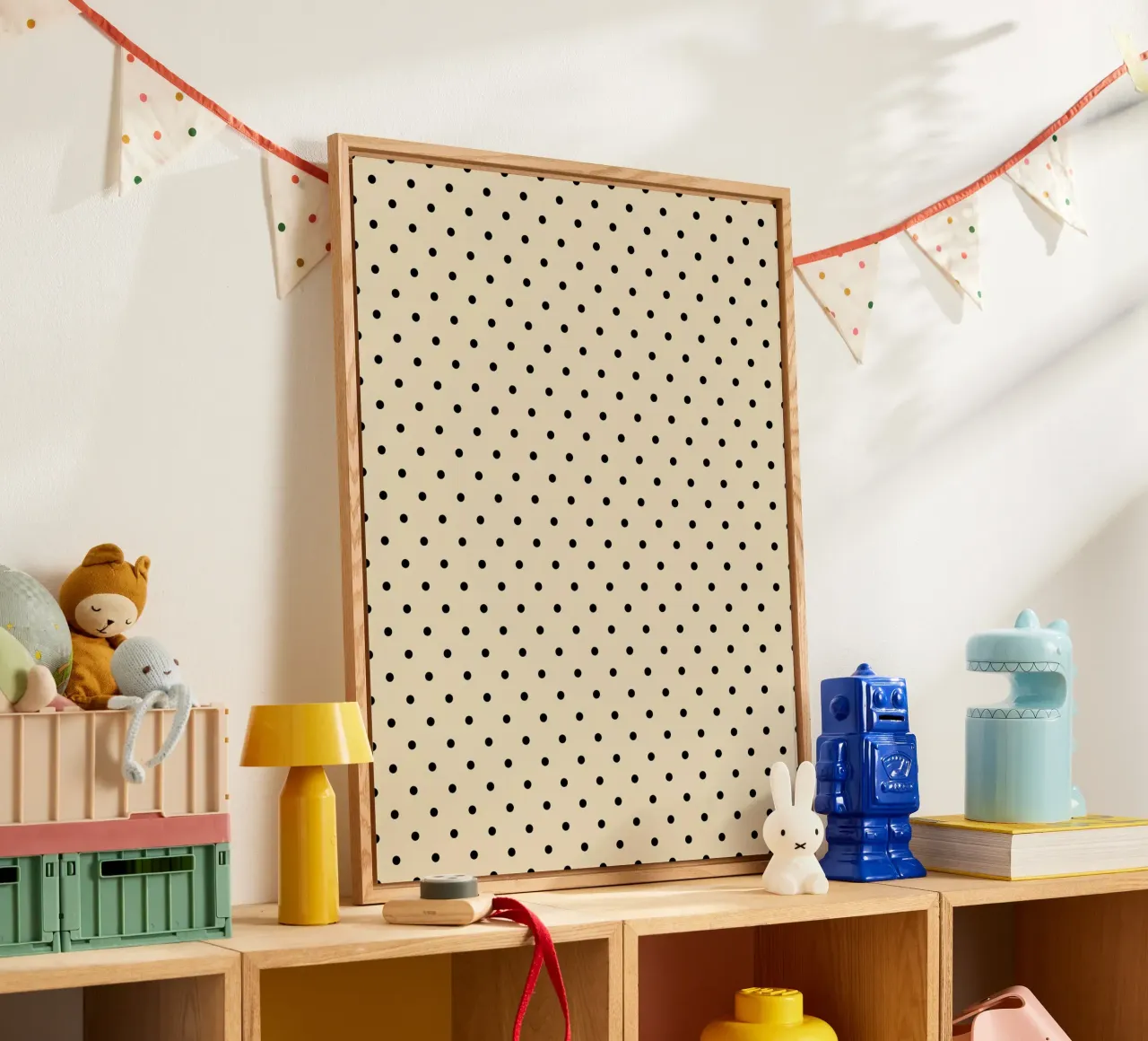 Minimal Basic Polka Dots | Schwarz auf Beige Acryl-Glas von Beauty in Simplicity