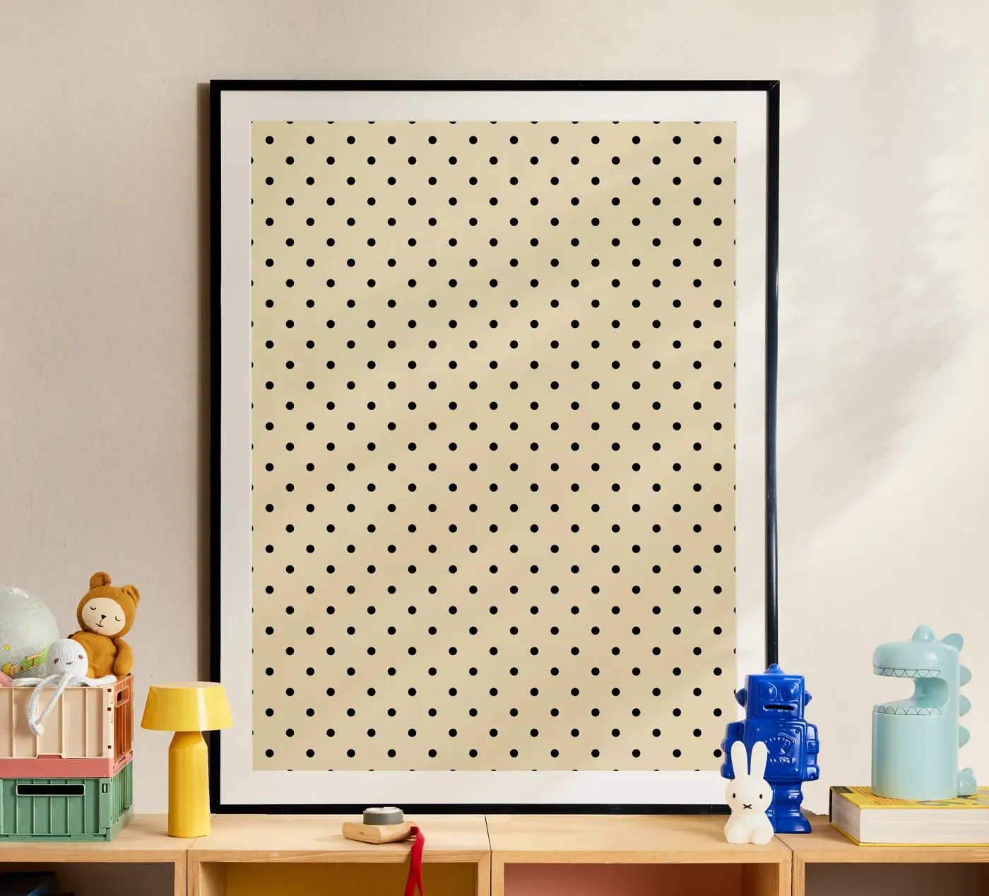 Minimal Basic Polka Dots | Nero su Beige poster da Beauty in Simplicity
