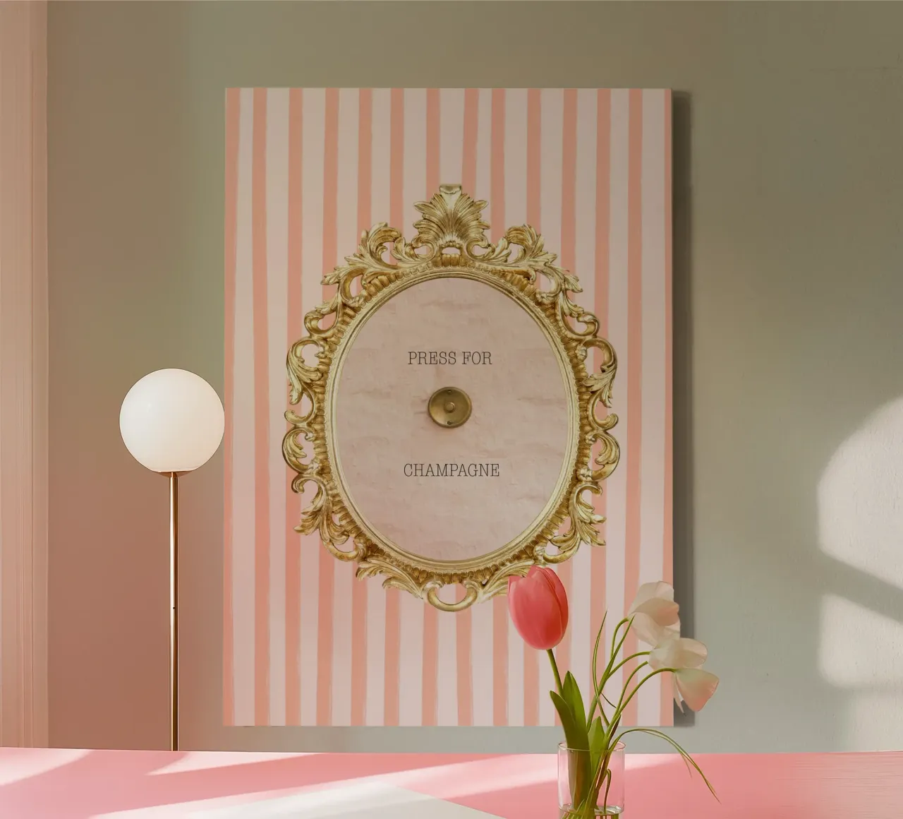 Striped press for champagne tela con Cornice a cassetta da GraceDigitalArtCo