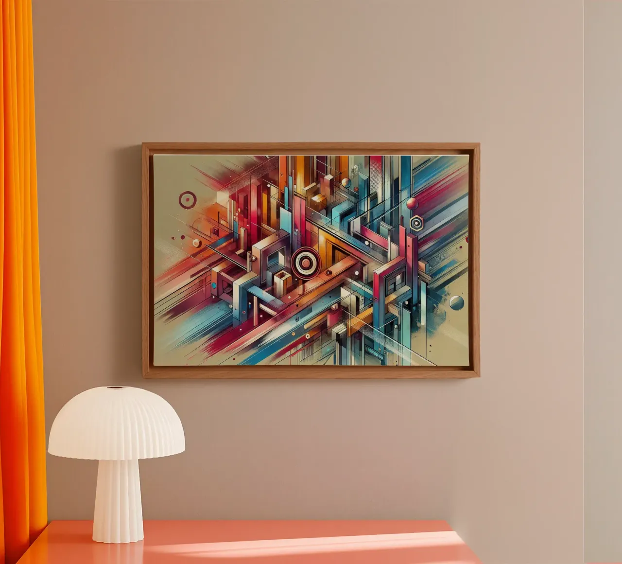 Graffiti Urban Geometry tela con Cornice a cassetta da Chromatic Fusion Studio