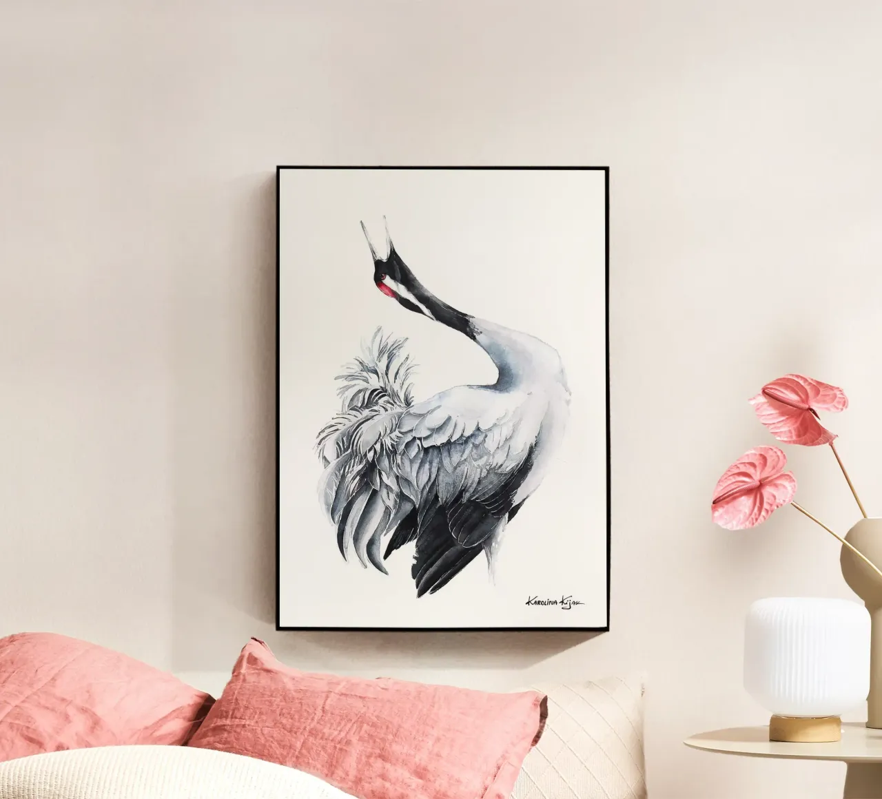 Common crane acryl van Karolina Kijak