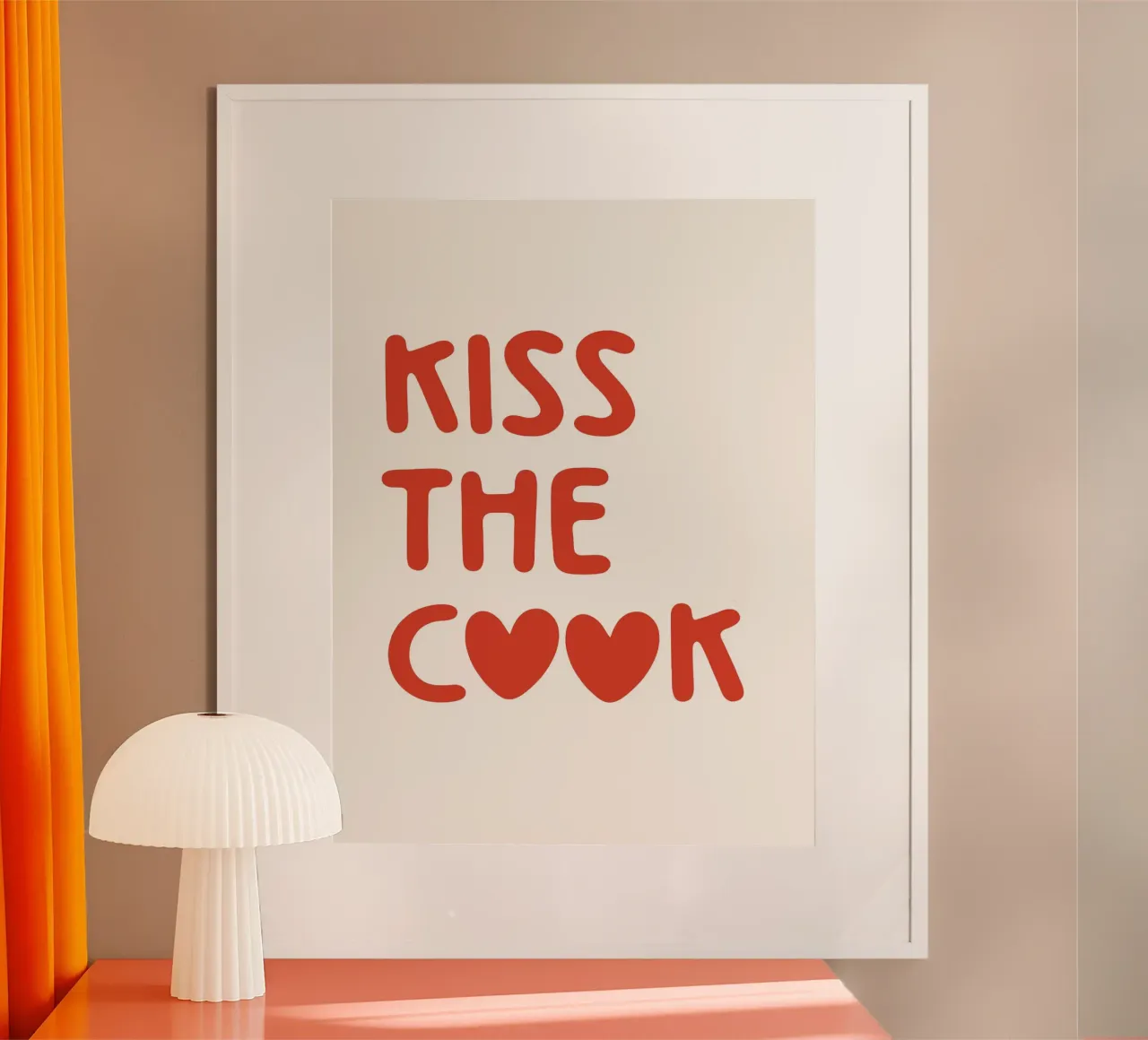 Baciare il cuoco (tono rosso) poster con telaio in plastica da Paigaam Studio