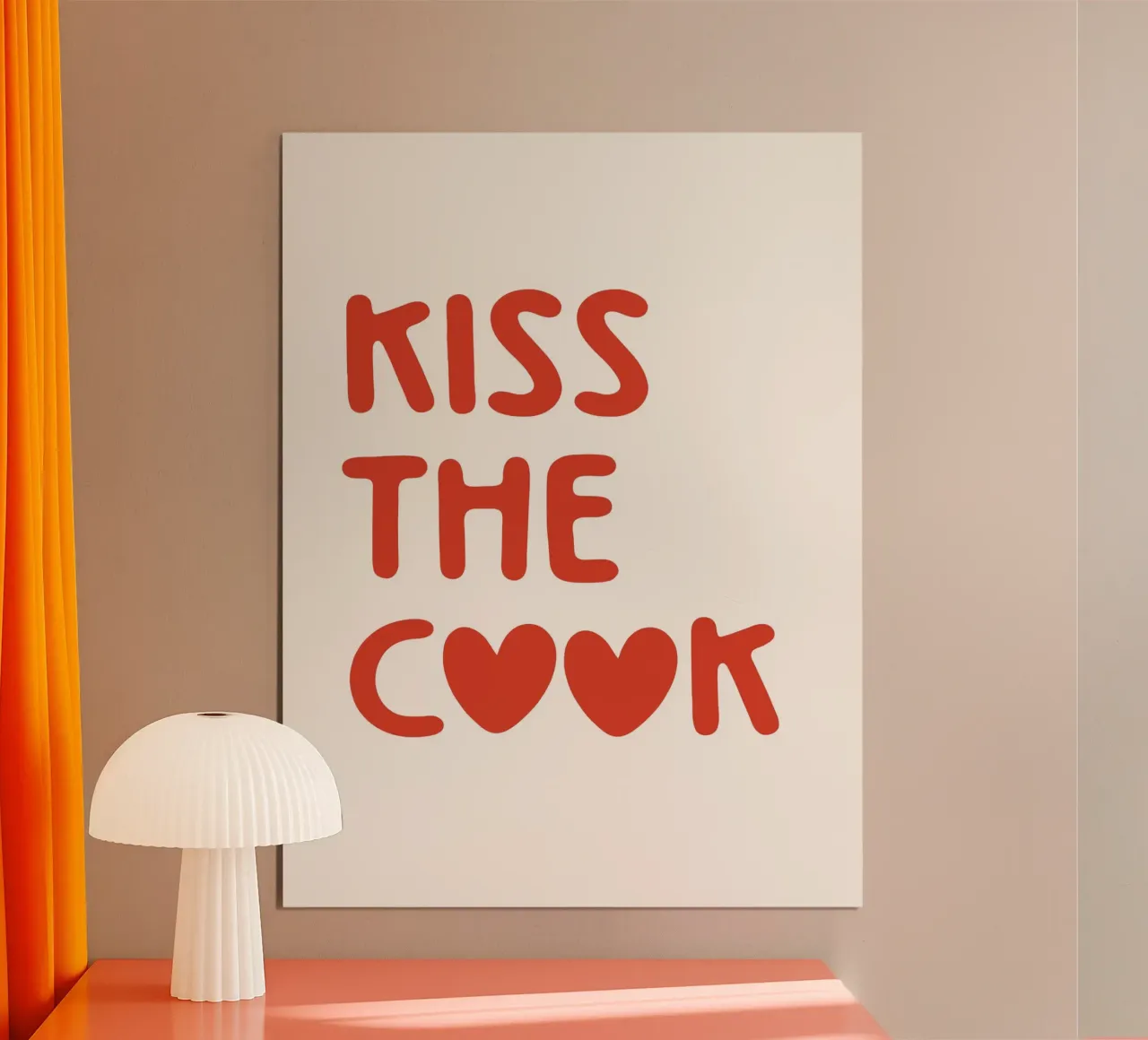 Baciare il cuoco (tono rosso) poster con telaio in plastica da Paigaam Studio