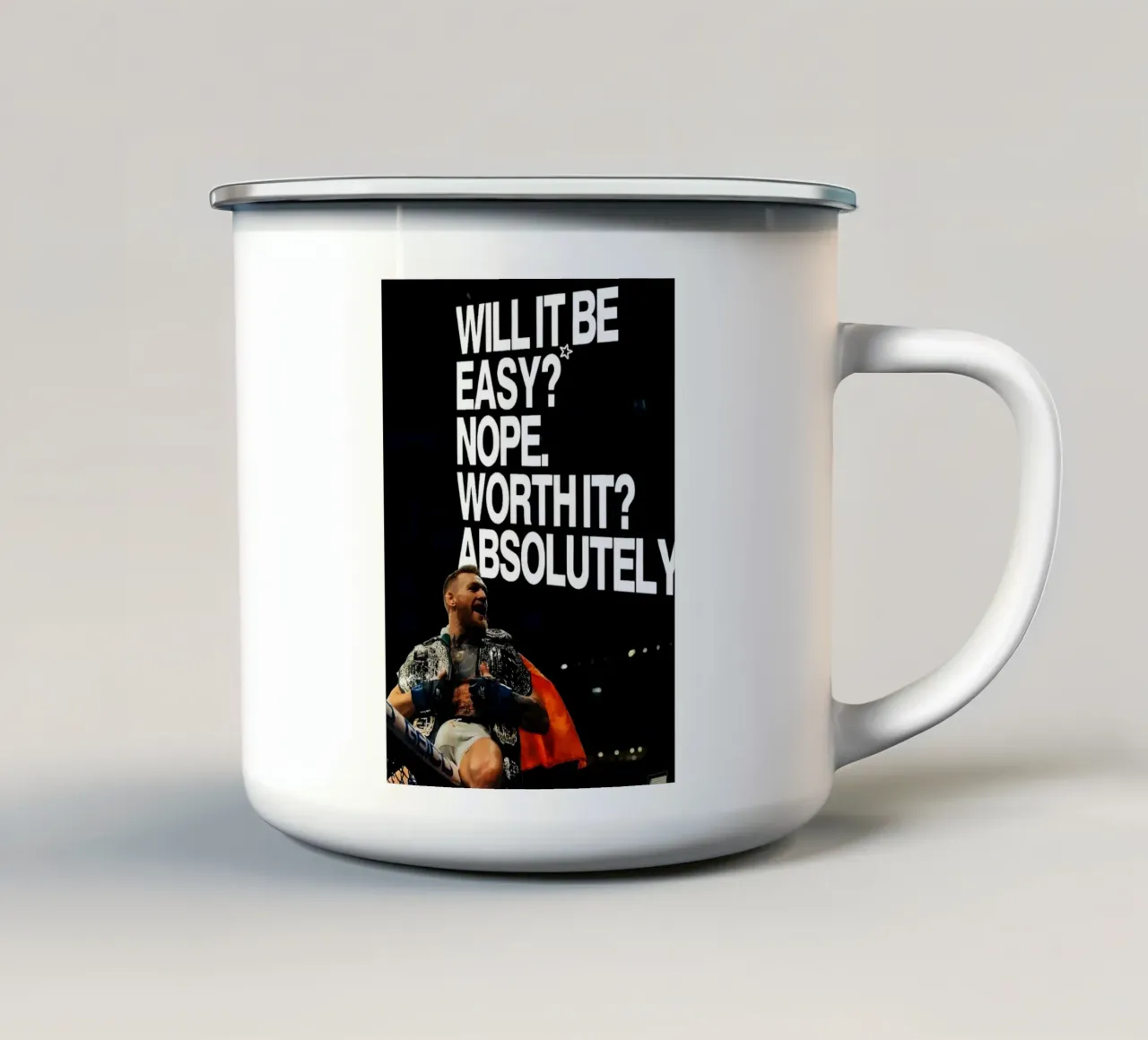 'WILL BE EASY? NOPE. WORTH T? ABSOLUTELY tazza in smalto da Type & Tape
