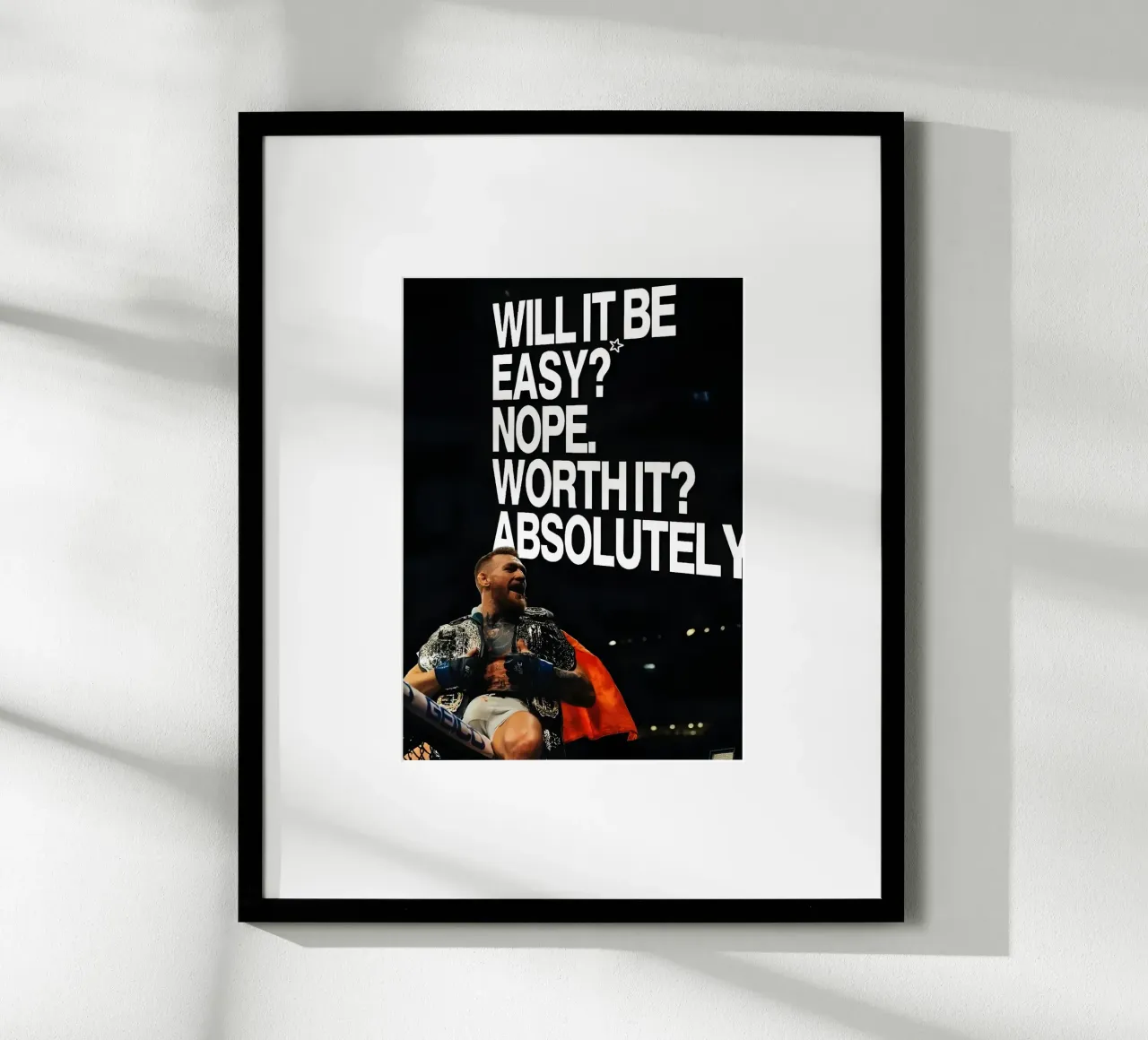 'WILL BE EASY? NOPE. WORTH T? ABSOLUTELY poster con telaio in alluminio da Type & Tape