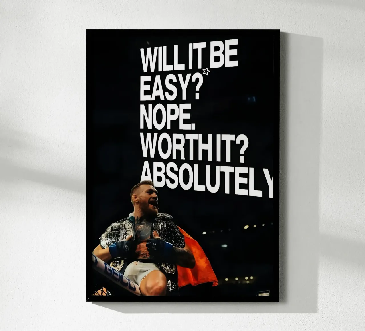 'WILL BE EASY? NOPE. WORTH T? ABSOLUTELY poster con telaio in alluminio da Type & Tape