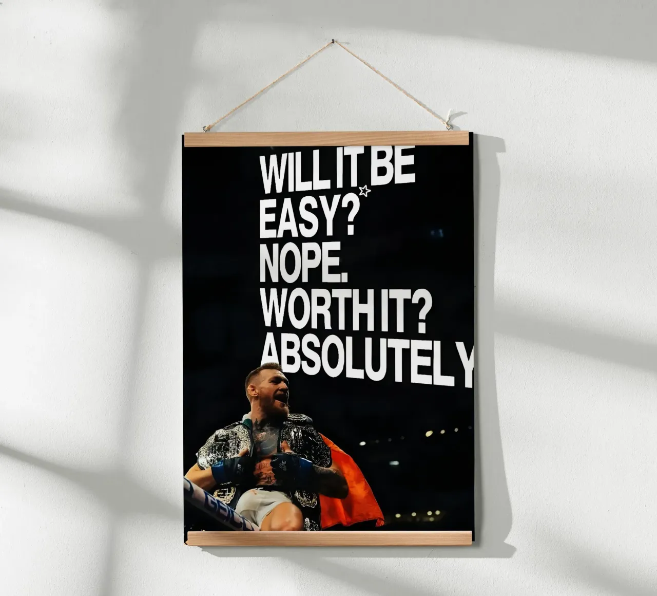 'WILL BE EASY? NOPE. WORTH T? ABSOLUTELY poster con telaio in alluminio da Type & Tape
