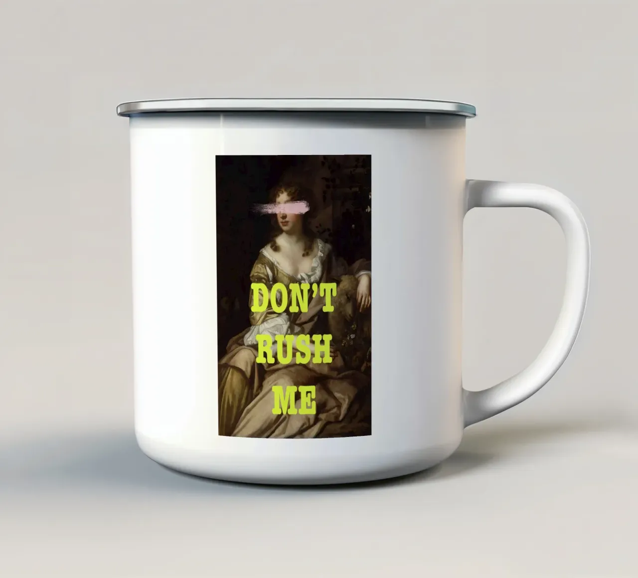Yellow Don't Rush Me tazza in smalto da GraceDigitalArtCo