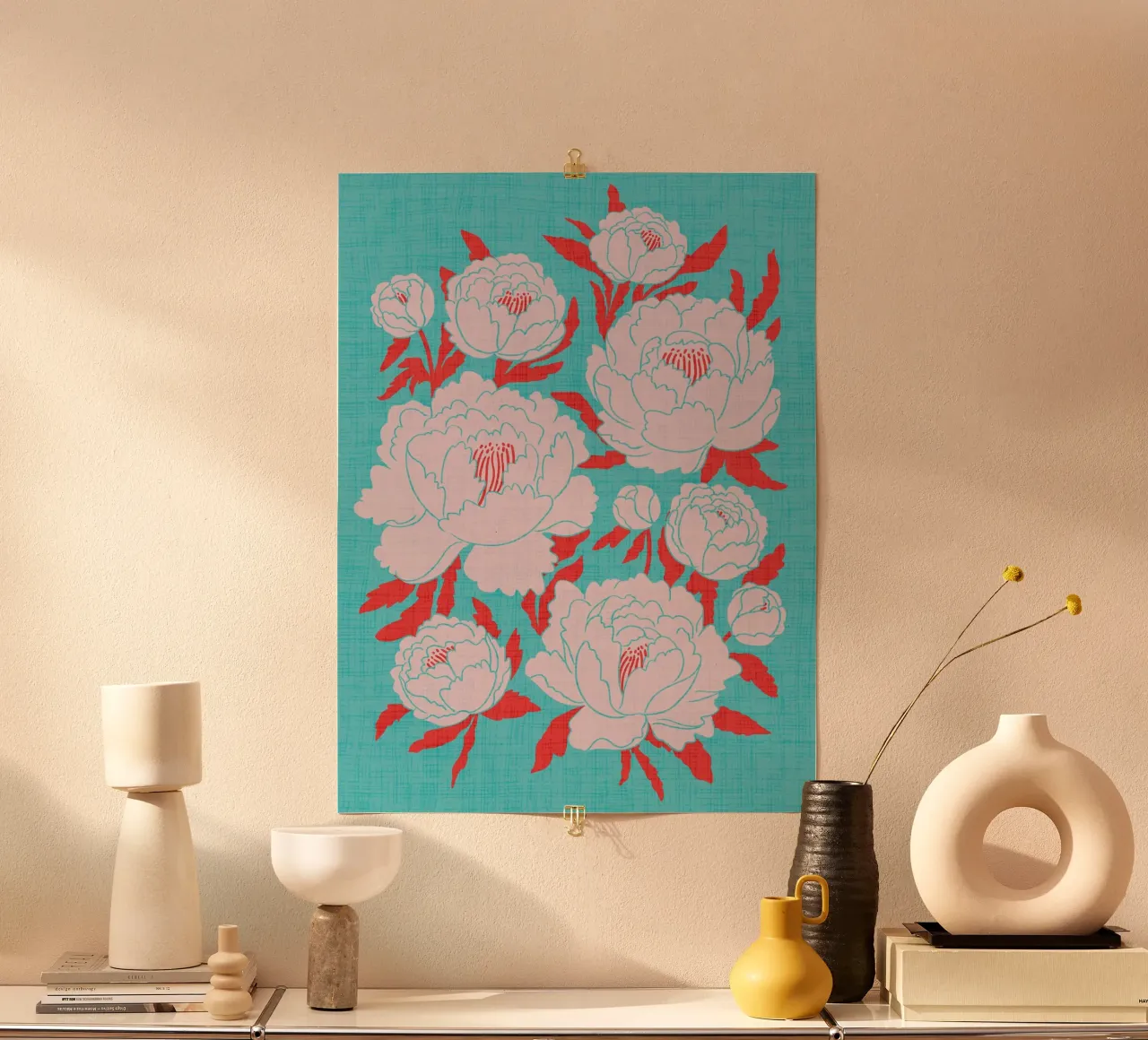 Peonie poster con telaio in alluminio da Dana Duricekova