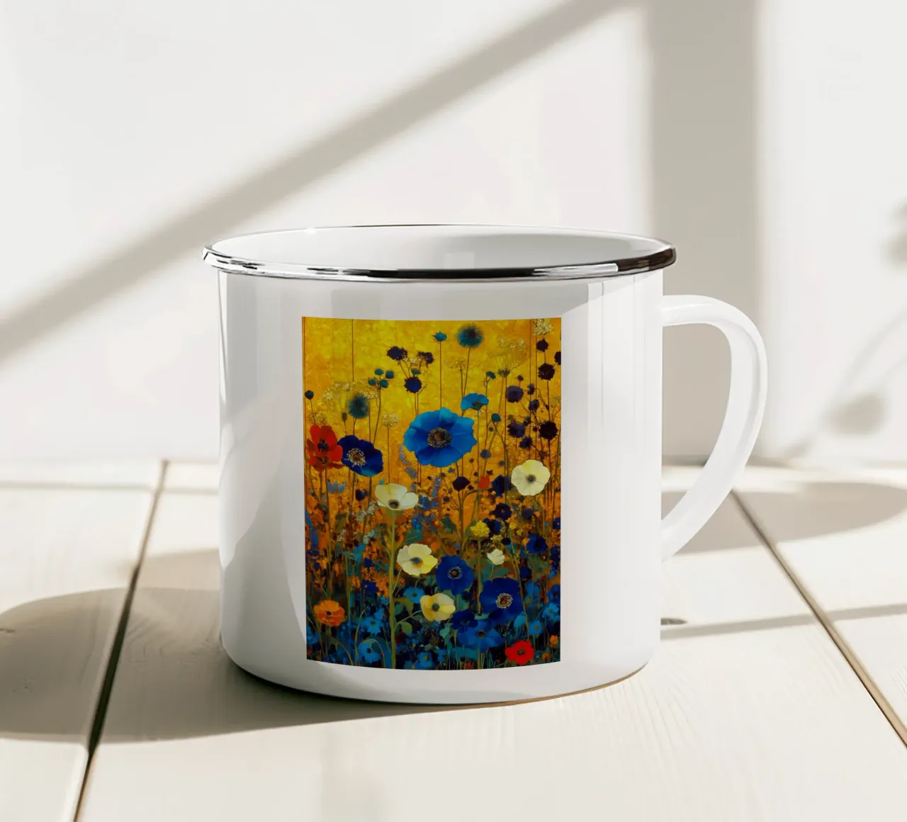 Fiori blu tazza in smalto da Justyna Jaszke JBJart