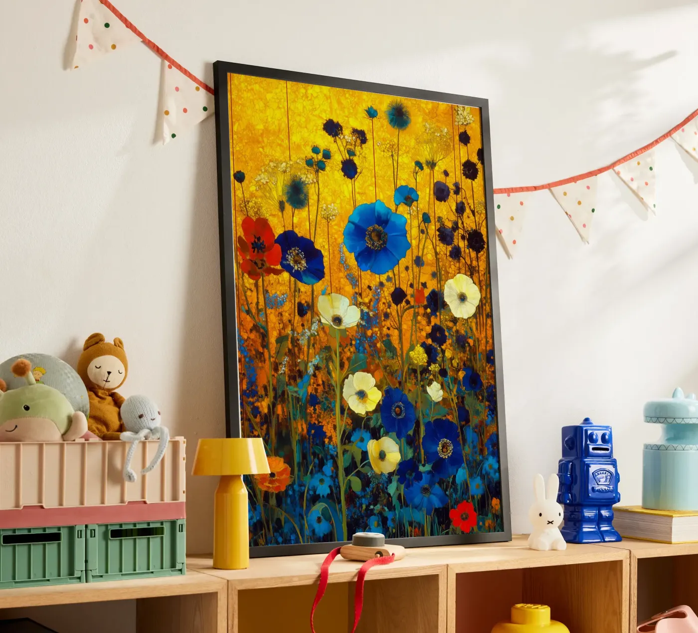 Blue flowers poster by Justyna Jaszke JBJart
