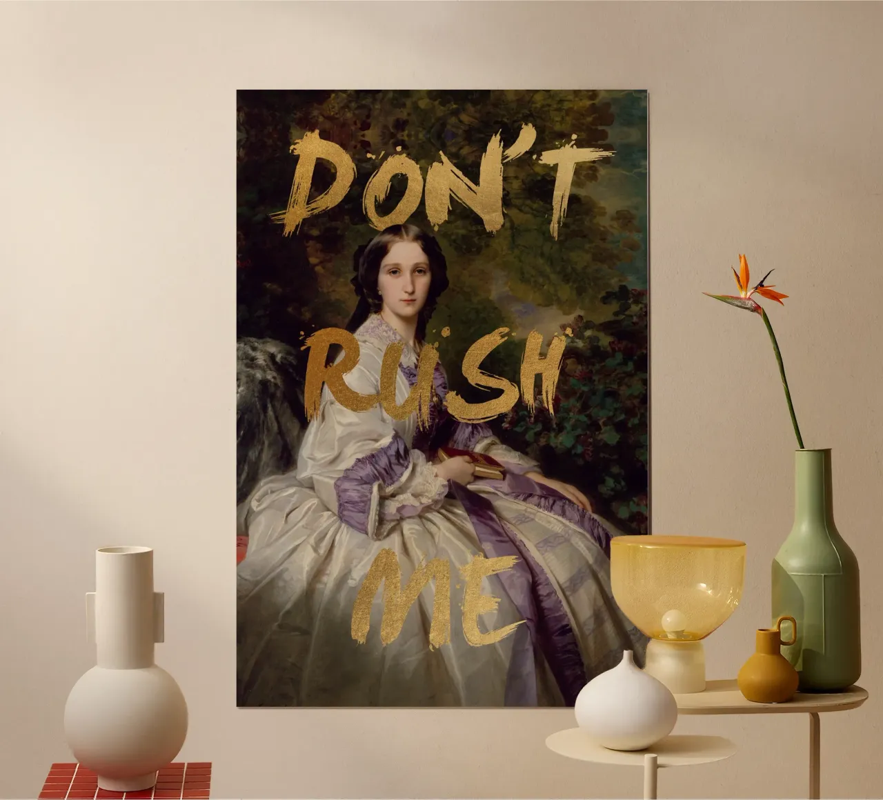 Gold Don't Rush Me poster con telaio in plastica da GraceDigitalArtCo