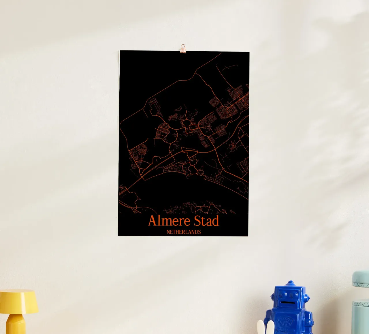 Almere Stad poster con telaio in legno da MiMap
