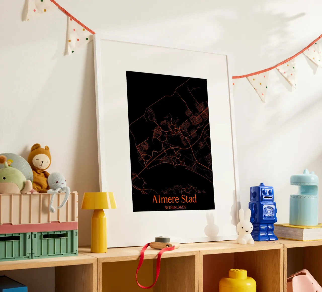Almere Stad poster con telaio in legno da MiMap