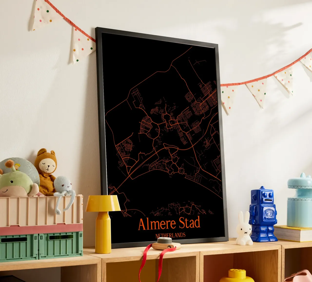 Almere Stad poster con telaio in legno da MiMap