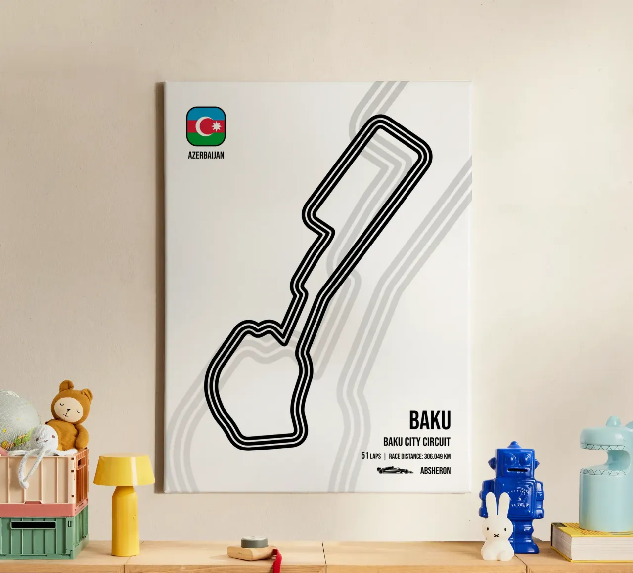 Baku Circuit canvas met Baklijst van Mariel Toigo