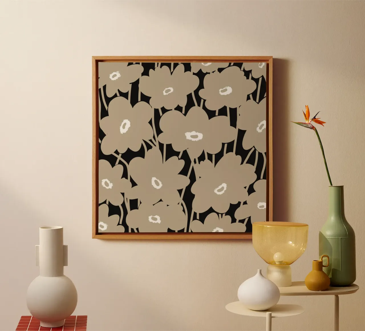 Botanical pattern 10 canvas with Floater frame by Little Dean