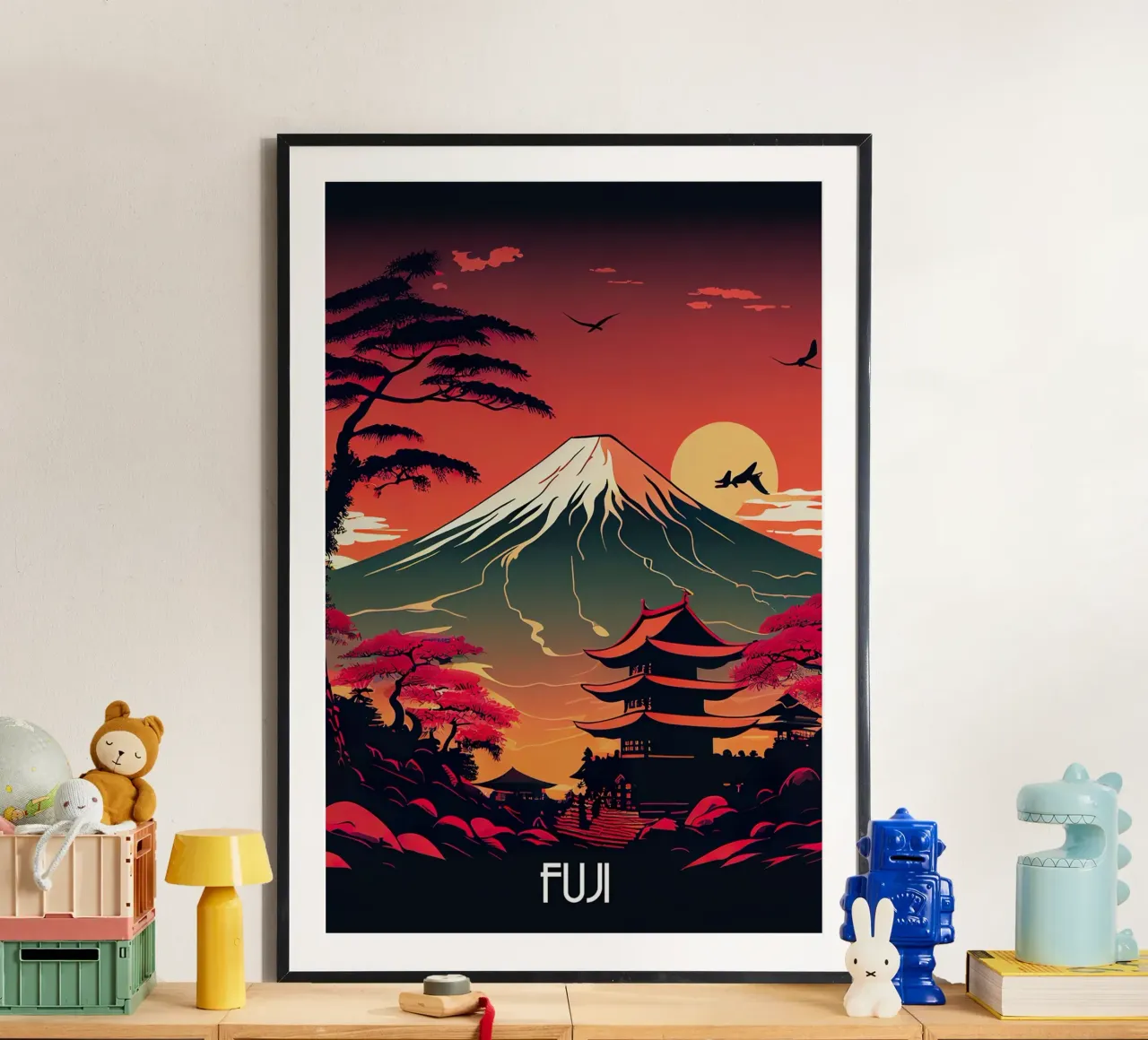 Travel to Fuji poster con telaio in alluminio da lawrencearmstron