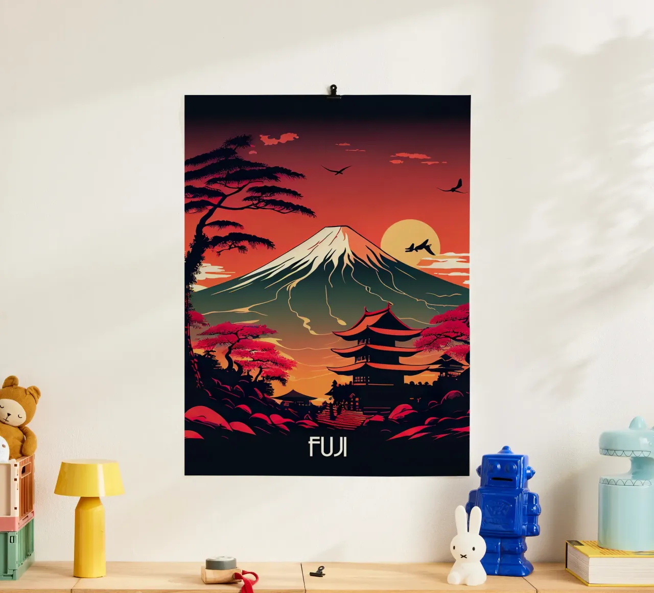 Travel to Fuji poster con telaio in alluminio da lawrencearmstron