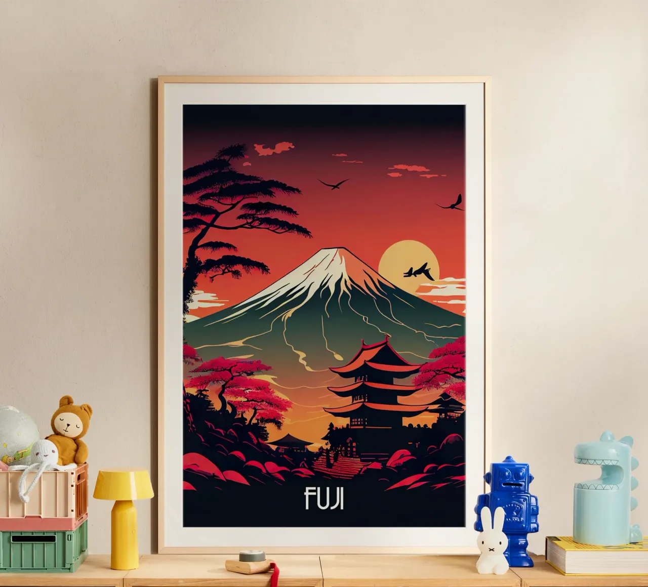 Travel to Fuji poster con telaio in alluminio da lawrencearmstron
