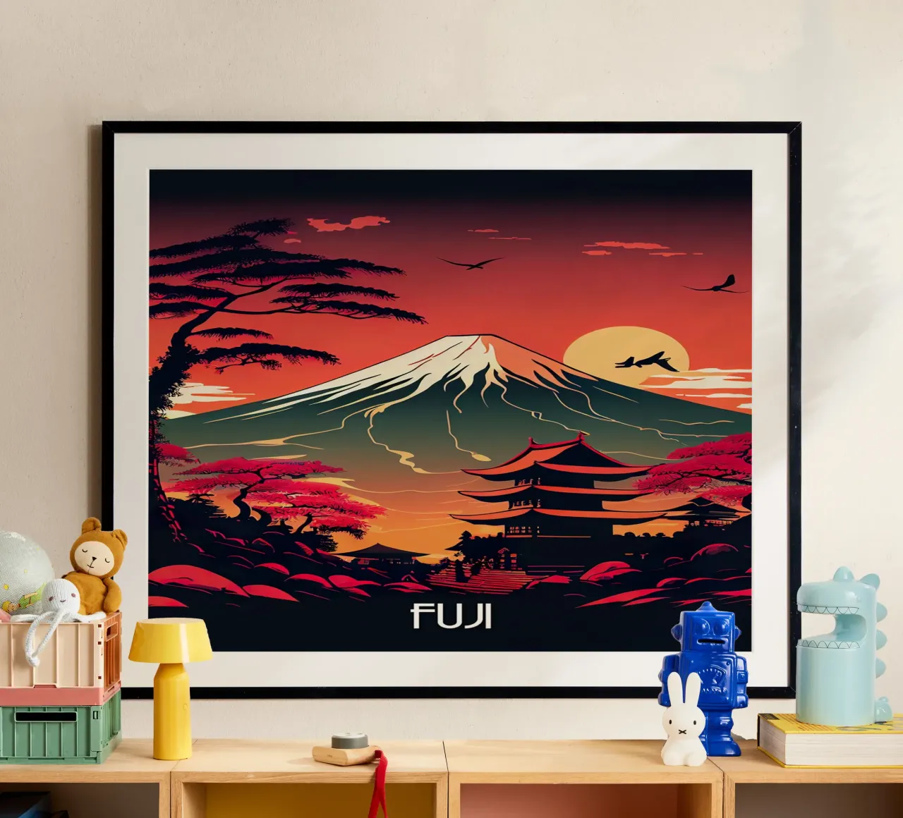 Travel to Fuji poster con telaio in alluminio da lawrencearmstron