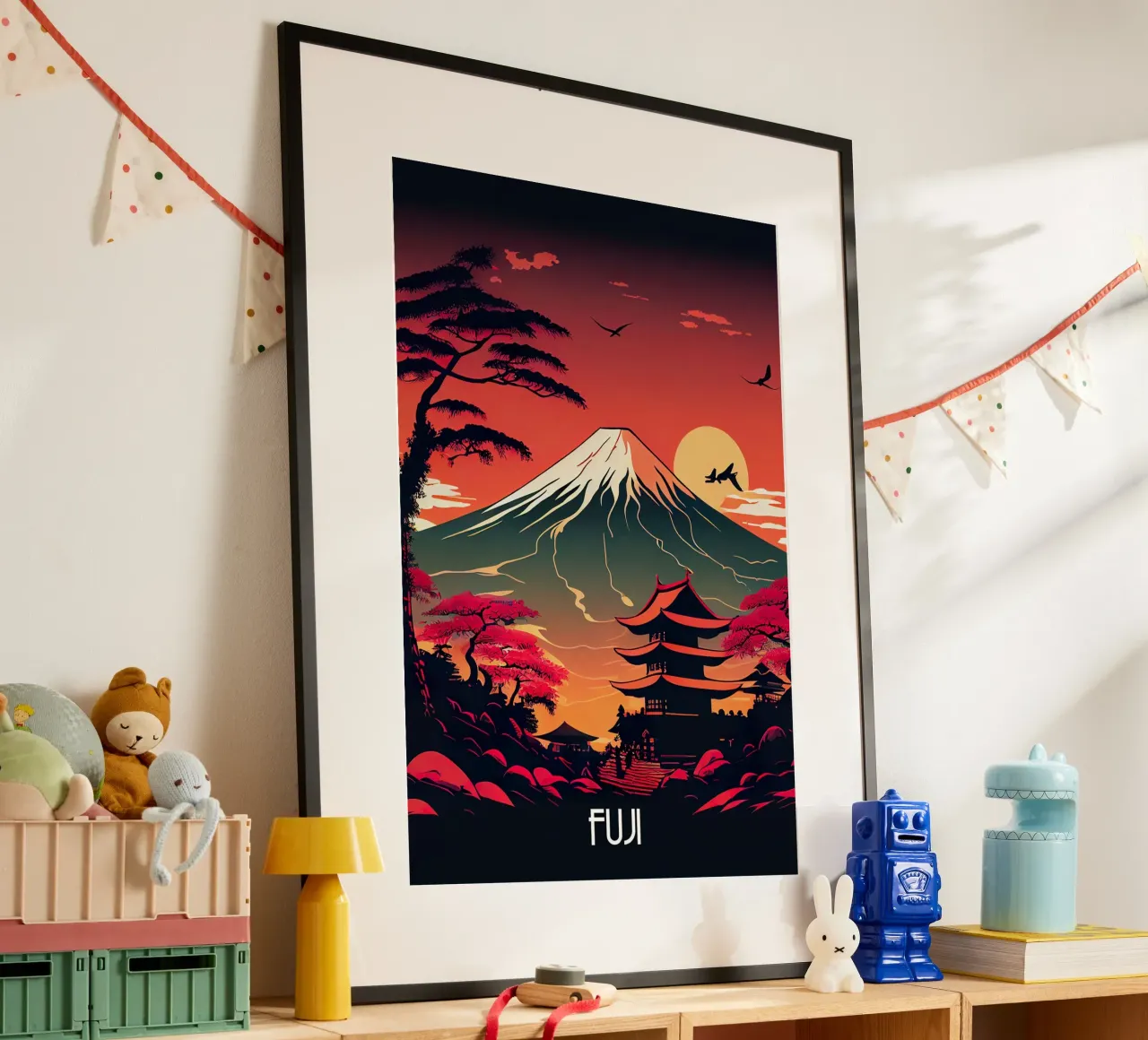 Travel to Fuji poster con telaio in alluminio da lawrencearmstron