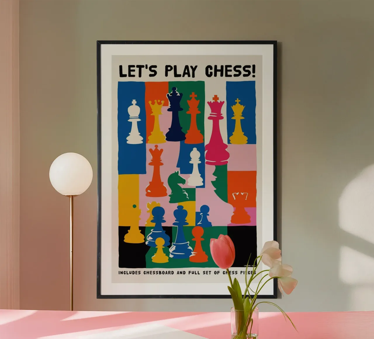 Giochiamo a scacchi poster con telaio in alluminio da cosmos studio