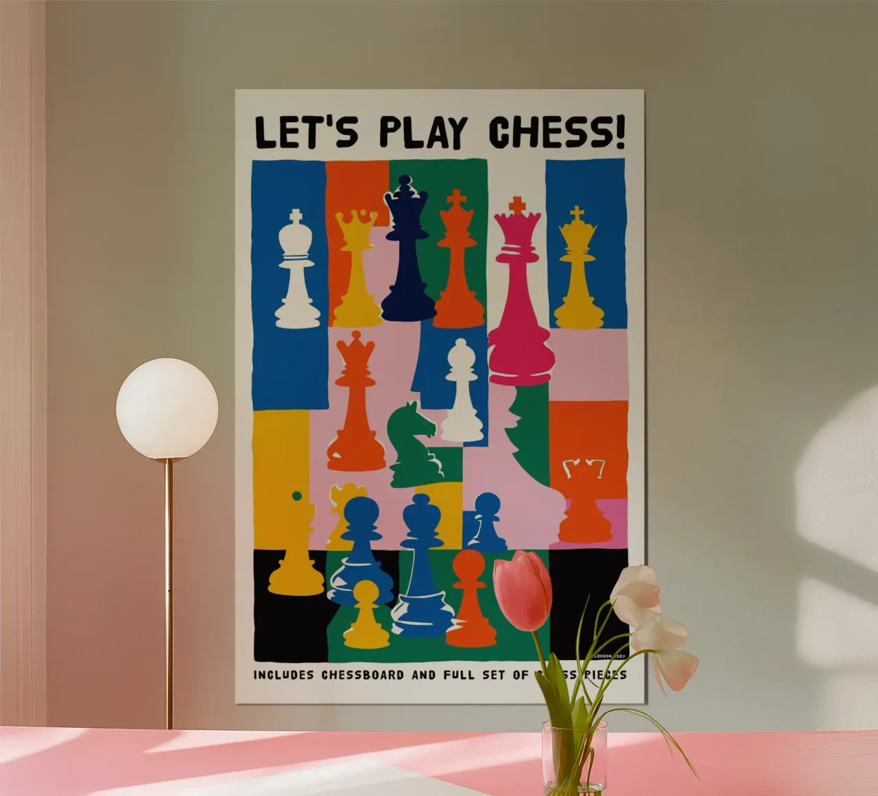 Giochiamo a scacchi poster con telaio in alluminio da cosmos studio