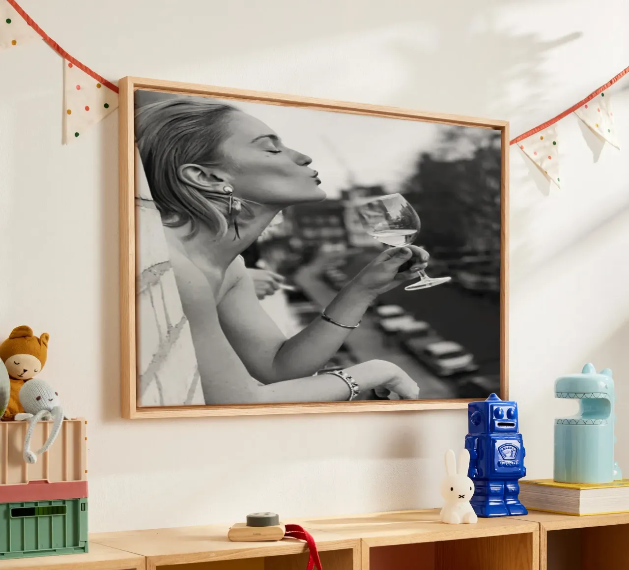 De dame van de jaren 90 canvas met Baklijst van Martin studio