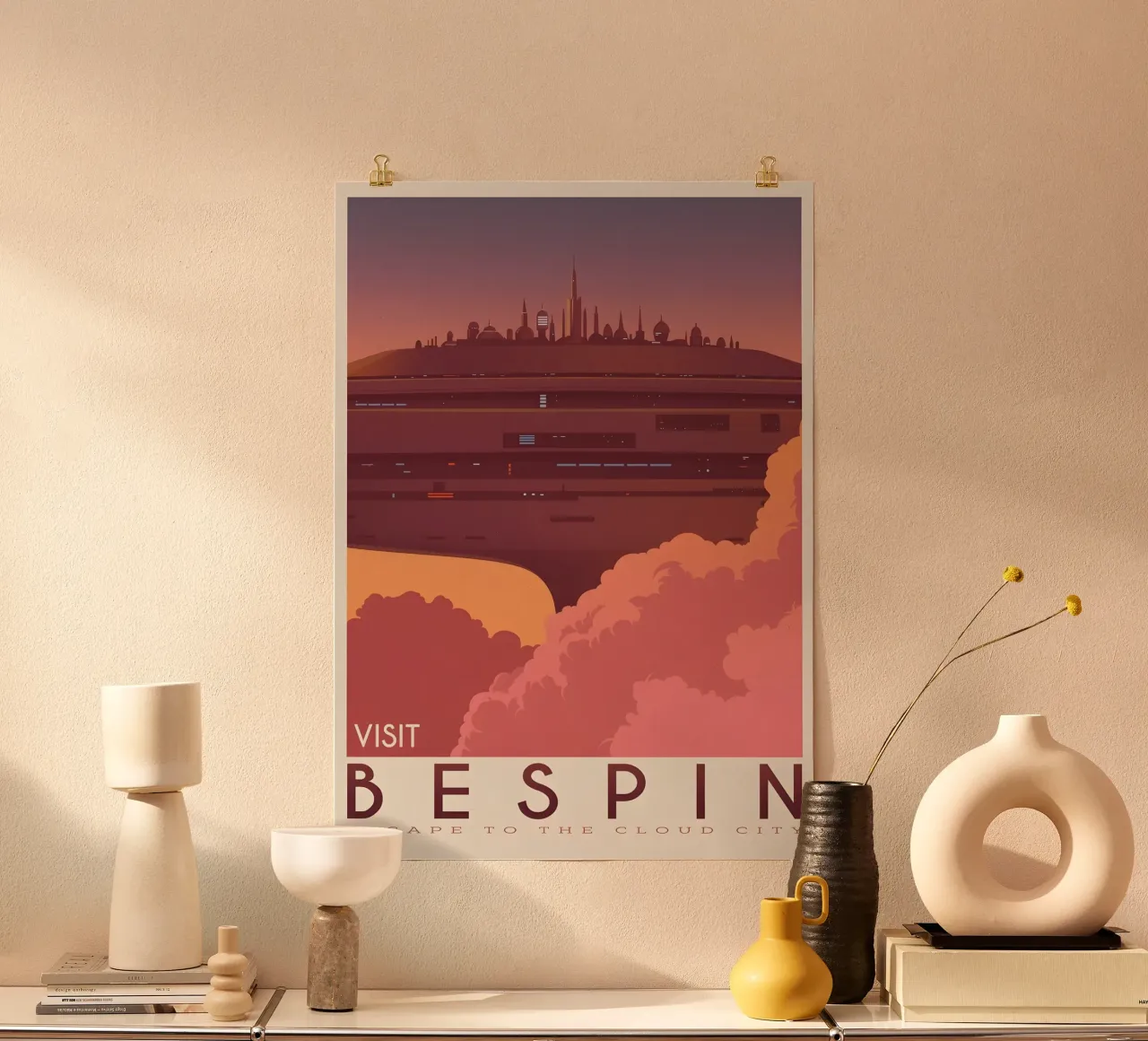 Visit Bespin poster con telaio in alluminio da Robert Hoff