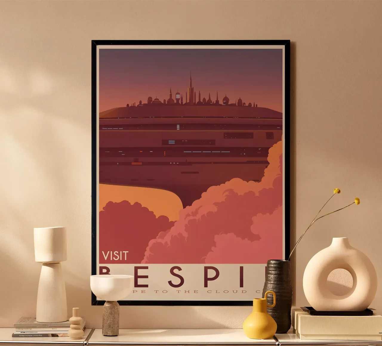 Visit Bespin poster con telaio in alluminio da Robert Hoff