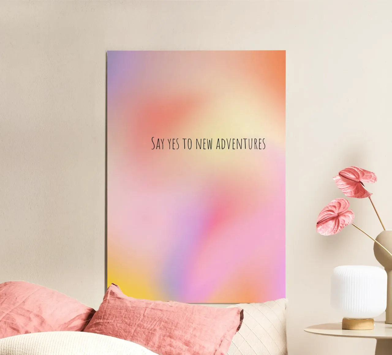 Say yes to new adventures - Aura - Dopamin decor poster con telaio in plastica da keinkonzept