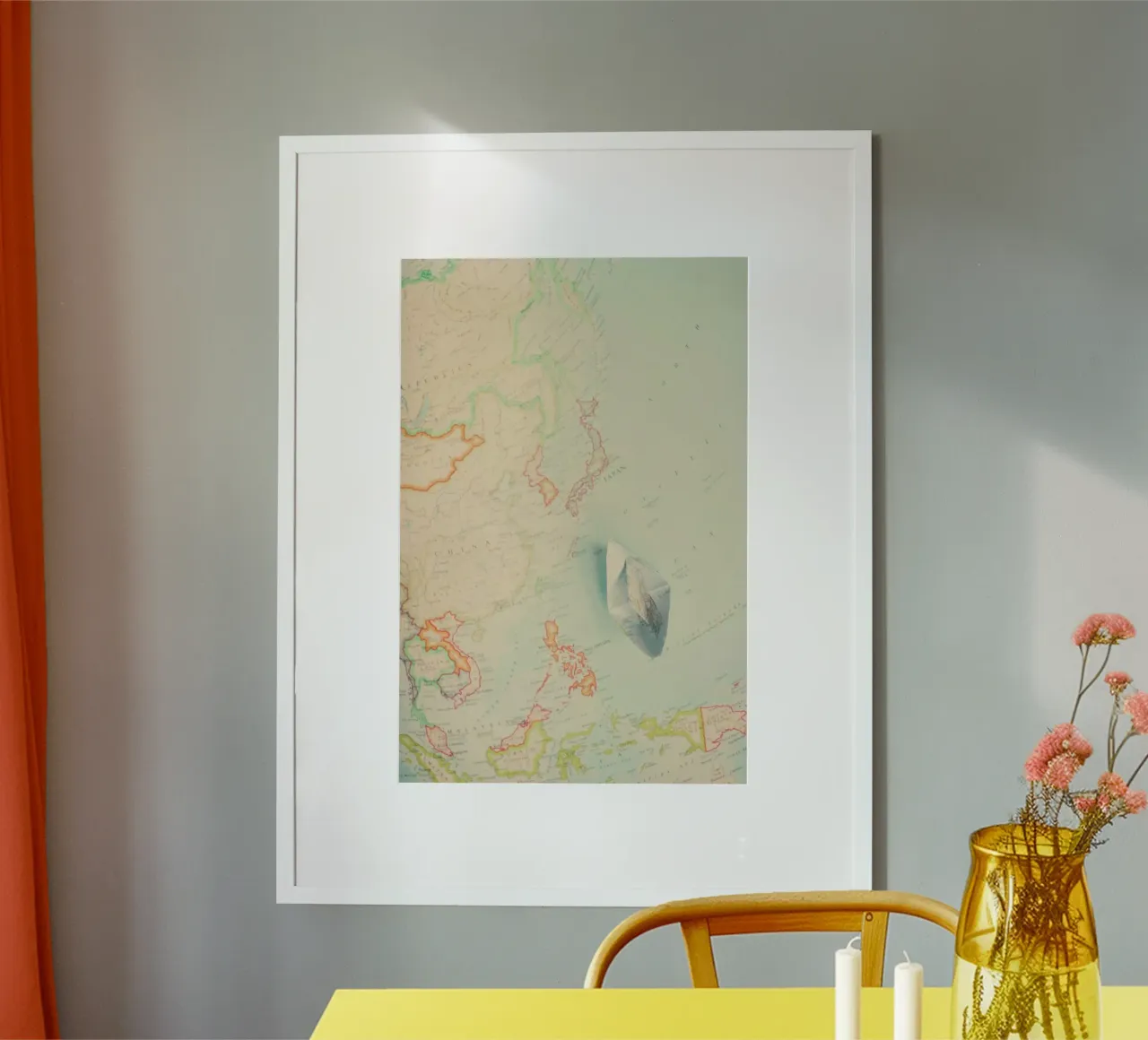map-japan poster con telaio in alluminio da Ingrid Beddoes
